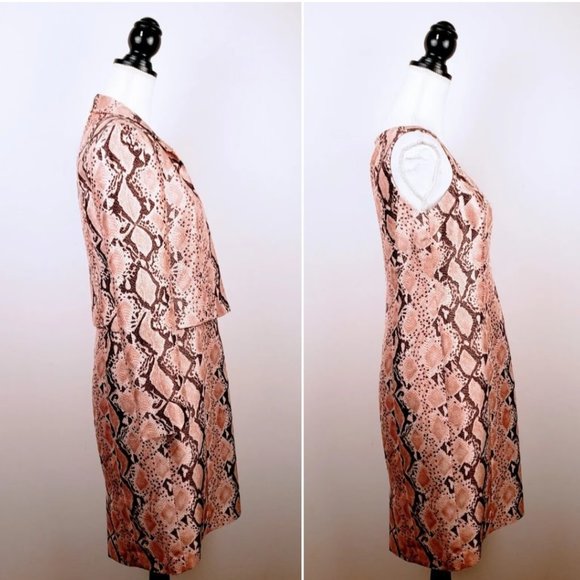 KAY UNGER Dress Blazer Suit Set, Pink Black 100% Silk Snakeskin Pattern Career 8 - Picture 2 of 15